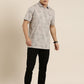 Mercerised Cotton Polo Collar Printed Tshirt in Steel Grey