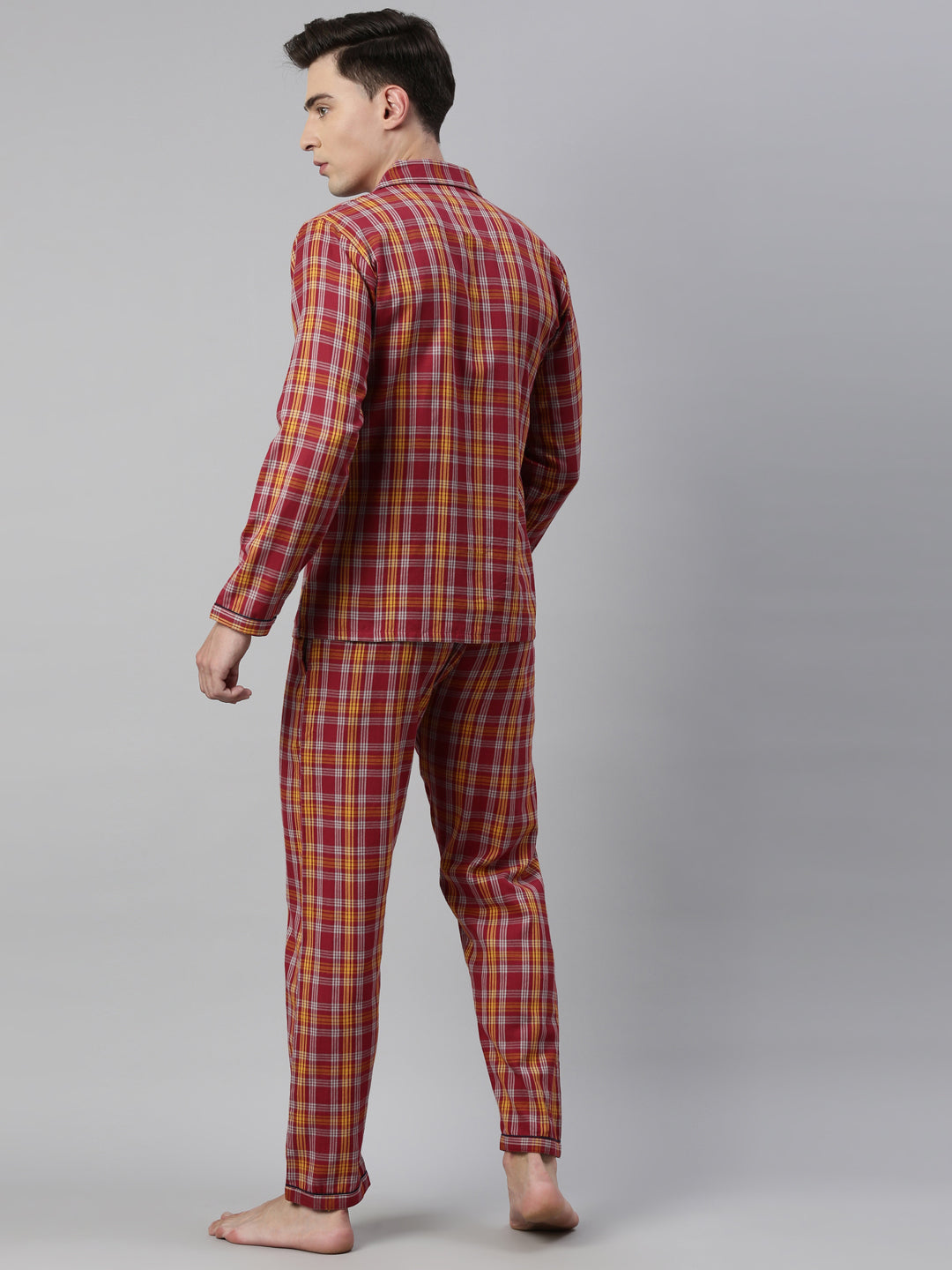 JOVEN MEN CHECKED PURE COTTON SLEEPSUIT