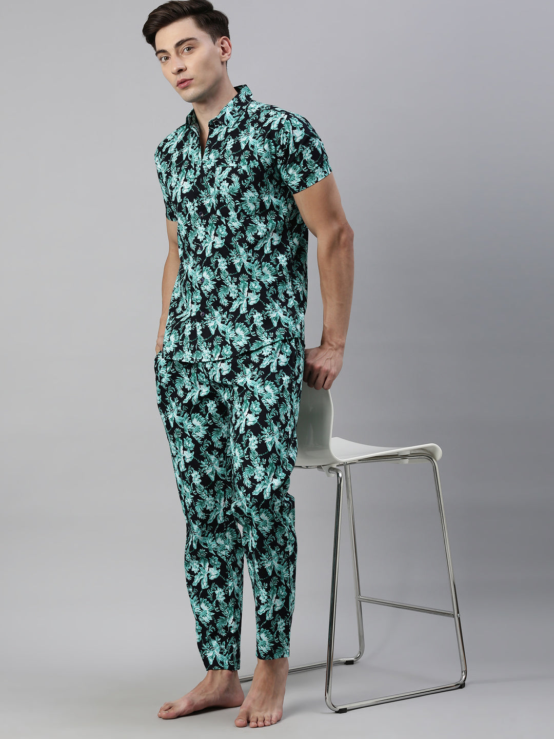 JOVEN MEN PRINTED PURE COTTON SLEEPSUIT