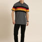 Men's Casual Dark Grey Striped Polo Collar T-Shirt