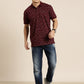 Mercerised Cotton Polo Collar Printed Tshirt in Wine