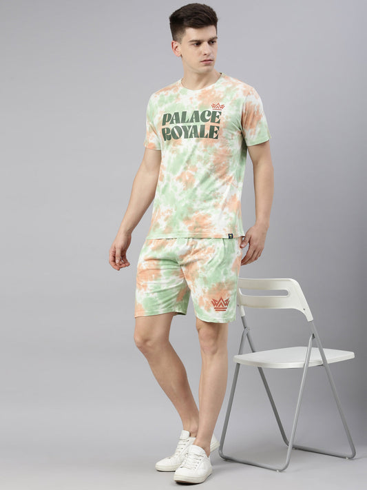 JOVEN MENS TIE-DYE CO-ORDINATED SET(T-SHIRT AND SHORTS)