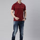 Men's Maroon Printed Polo Collar T-Shirt
