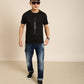JOVEN Men Black Printed Pure Cotton Oversize Tshirt
