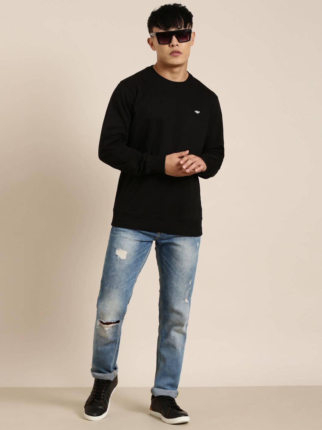 Men's Solid Round Neck Full Sleeve Sweatshirt