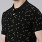 Men's Black Printed Polo Collar T-Shirt
