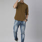 Men's Khaki Solid Full Sleeve Slim Fit Casual Shirt