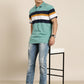 Men's Casual Green Striped Polo Collar T-Shirt