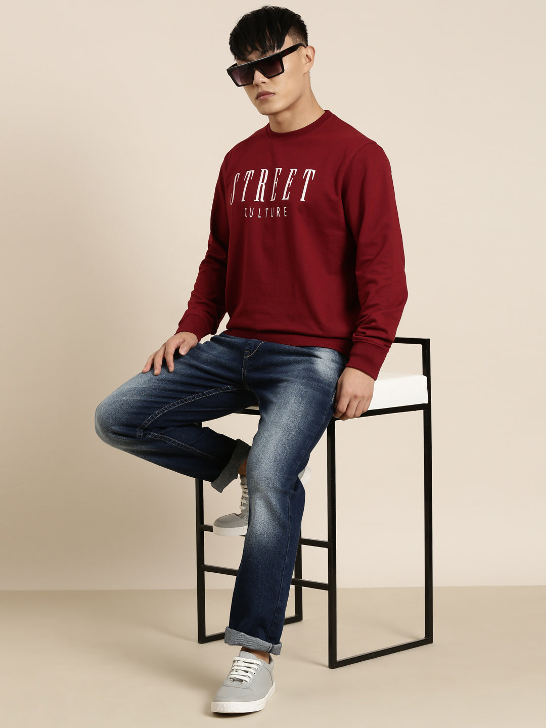 Men's Solid Round Neck Full Sleeve Sweatshirt