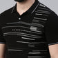 Men's Black Printed Polo Collar T-Shirt