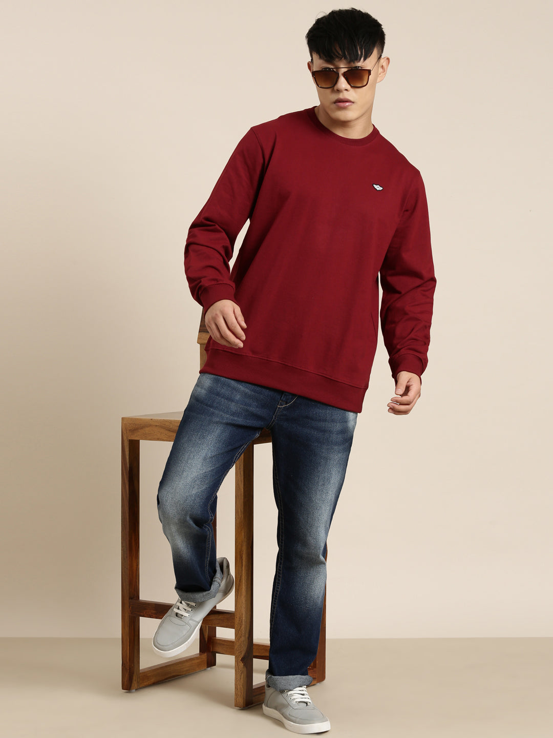 Men's Solid Round Neck Full Sleeve Sweatshirt