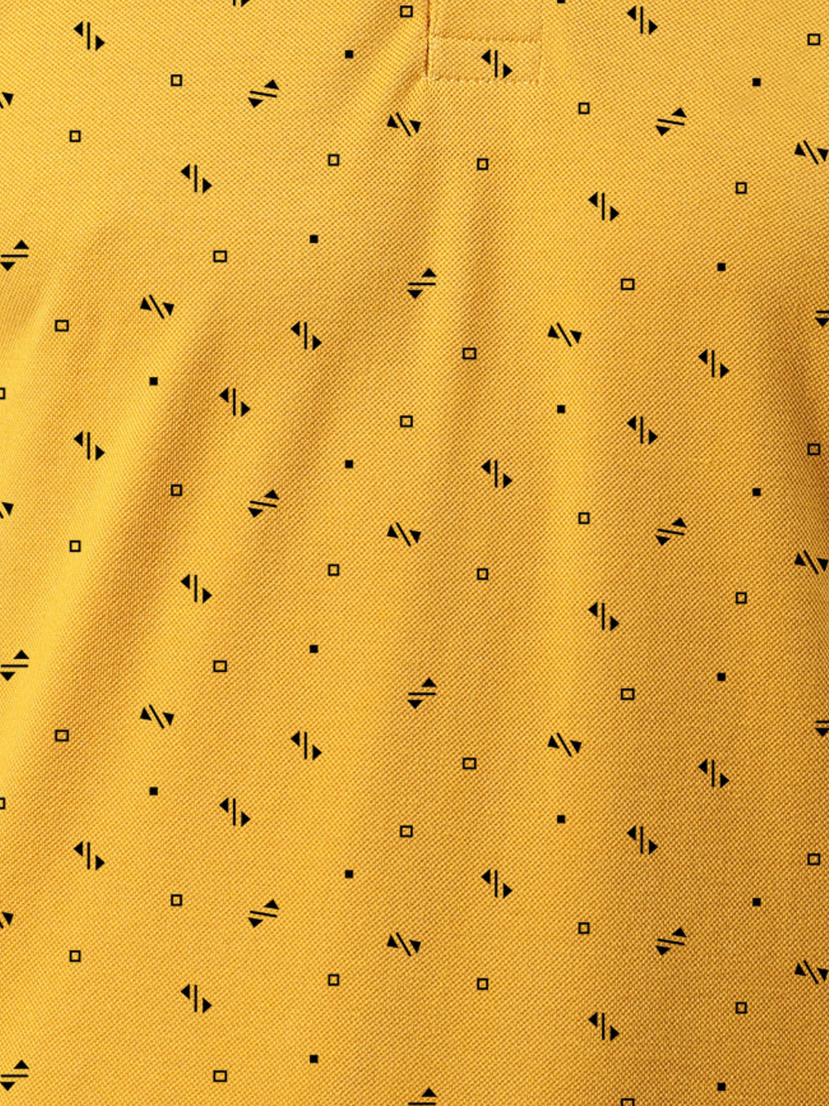 Men's Mustard Printed Polo Collar T-Shirt