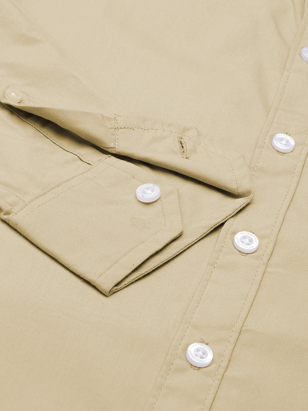 Men's Beige Solid Full Sleeve Slim Fit Casual Shirt