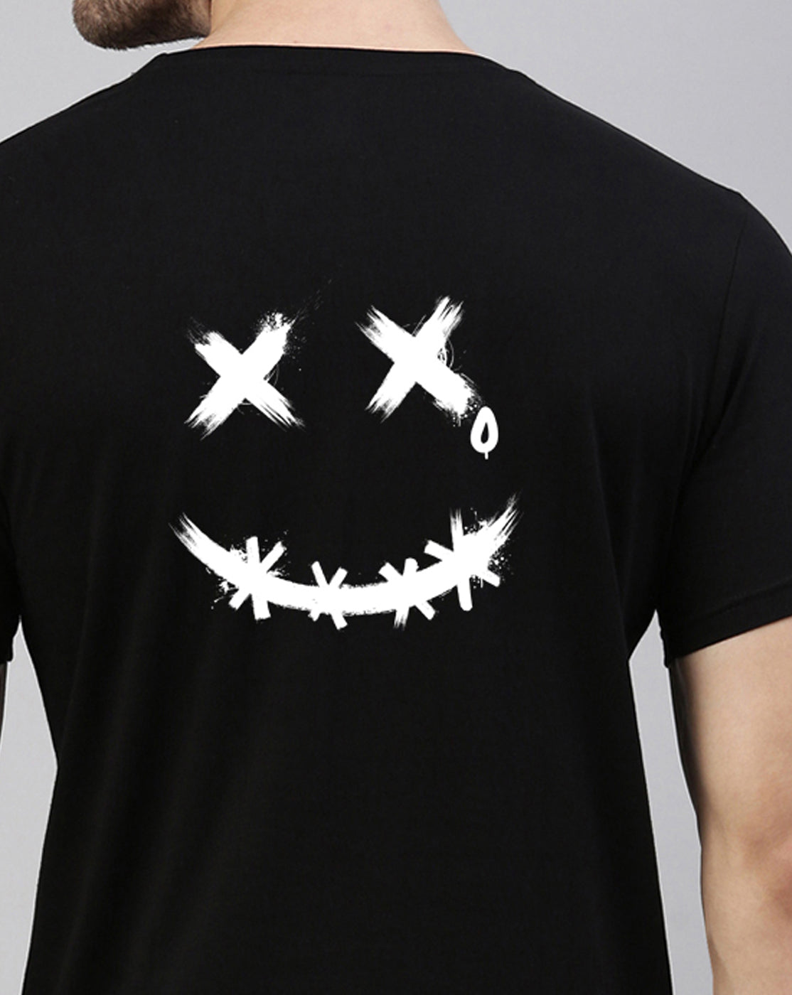 JOVEN Men Black Printed Pure Cotton Oversize Tshirt