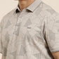 Mercerised Cotton Polo Collar Printed Tshirt in Steel Grey