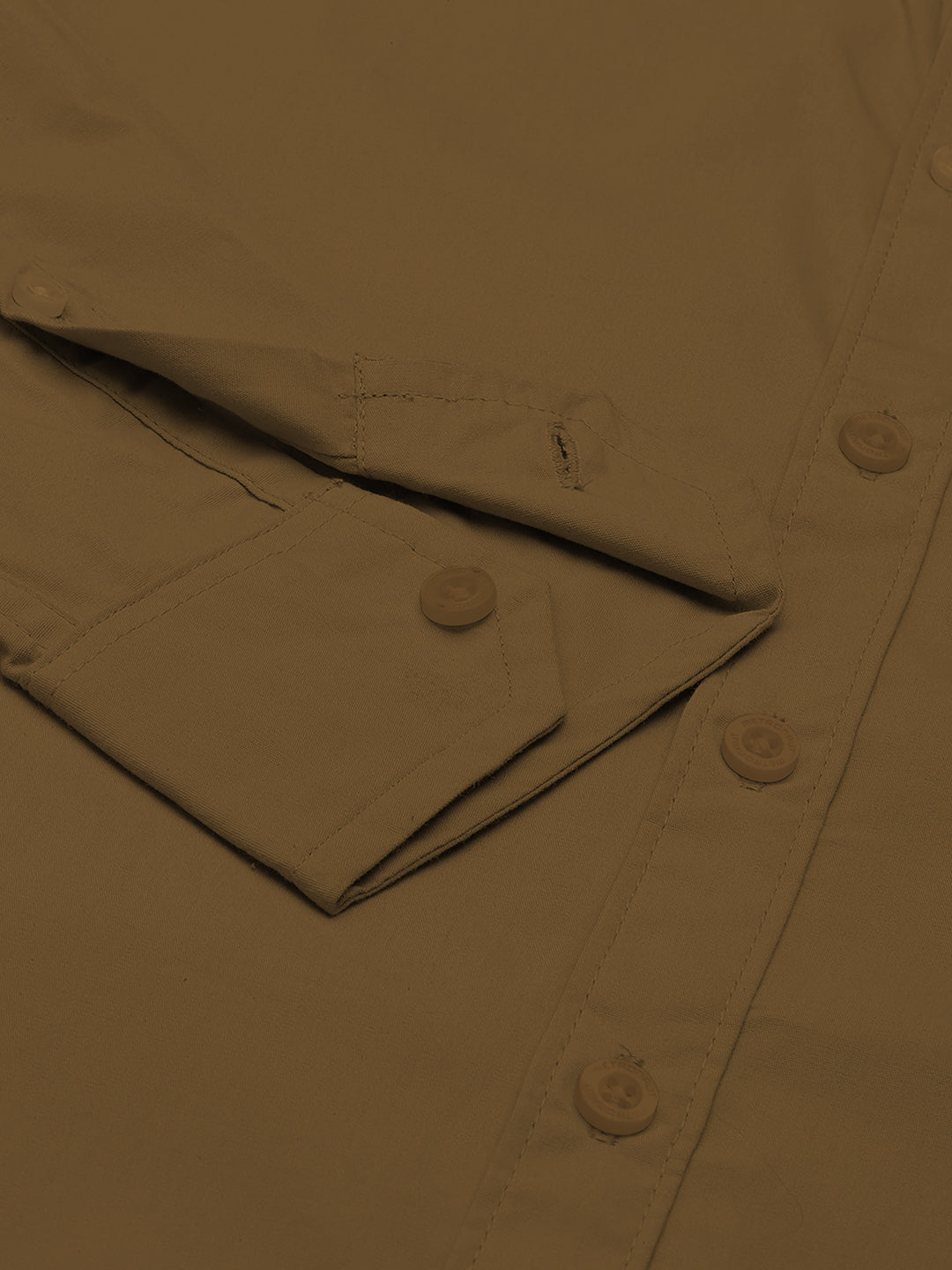 Men's Khaki Solid Full Sleeve Slim Fit Casual Shirt