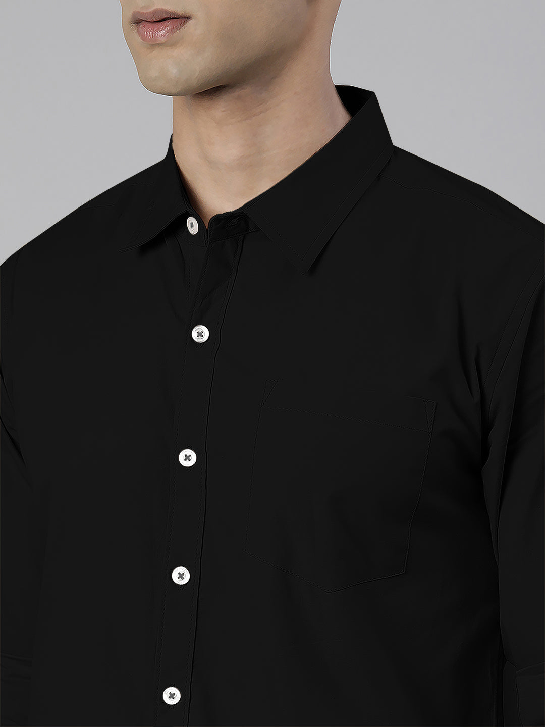 Men's Black Solid Full Sleeve Slim Fit Casual Shirt
