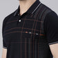 Men's Navy Blue Printed Polo Collar T-Shirt