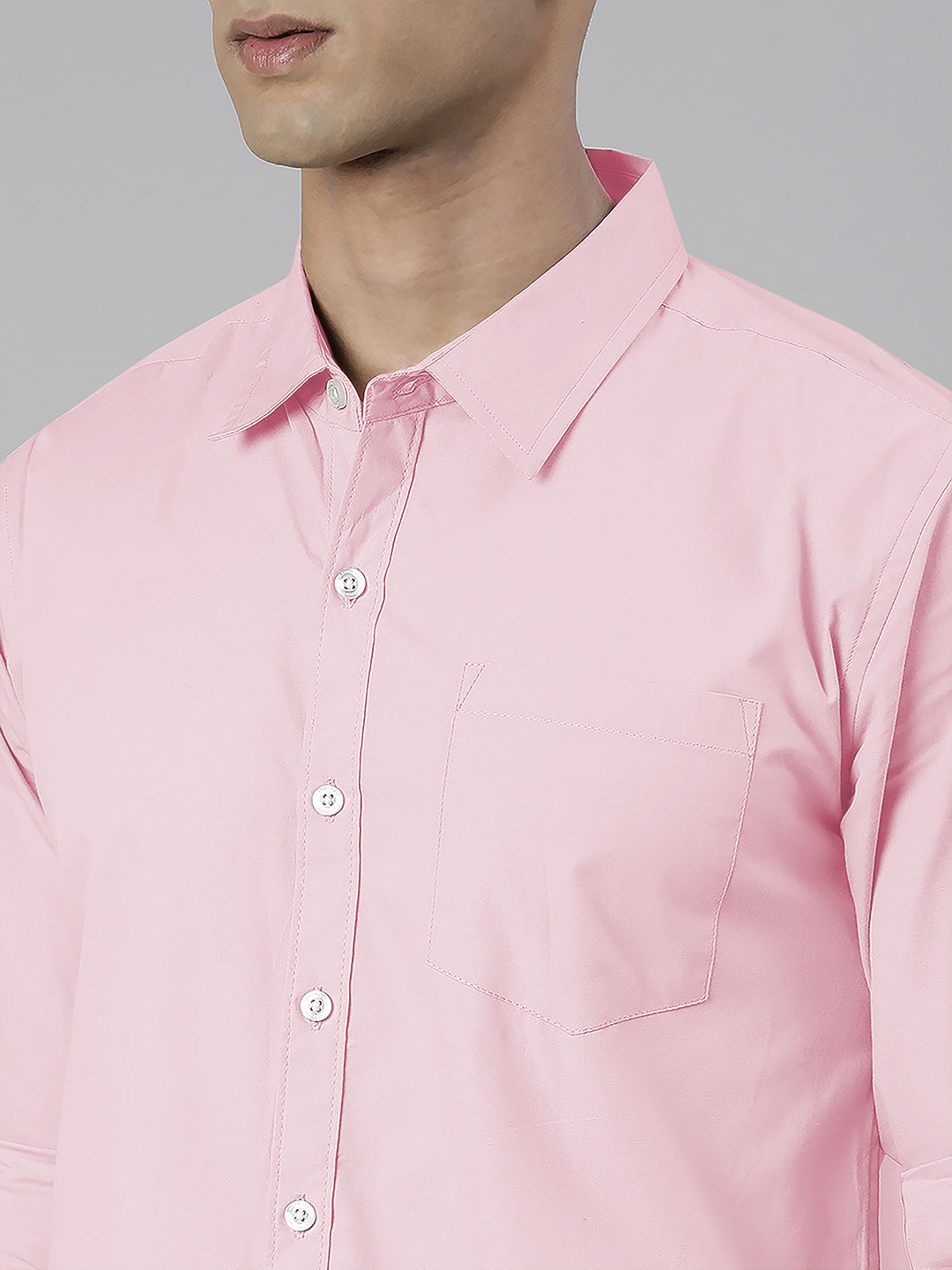 Men's Pink Solid Full Sleeve Slim Fit Casual Shirt