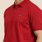 Mercerised Cotton Polo Collar Printed Tshirt in Red