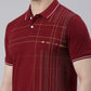 Men's Maroon Printed Polo Collar T-Shirt