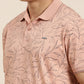 Mercerised Cotton Polo Collar Printed Tshirt in Peach