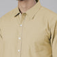 Men's Beige Solid Full Sleeve Slim Fit Casual Shirt