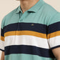 Men's Casual Green Striped Polo Collar T-Shirt