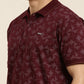 Mercerised Cotton Polo Collar Printed Tshirt in Wine