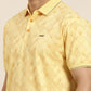 Mercerised Cotton Polo Collar Printed Tshirt in Yellow