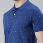 Men's Royal Blue Printed Polo Collar T-Shirt
