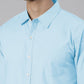 Men's Light Blue Solid Full Sleeve Slim Fit Casual Shirt