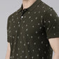 Men's Olive Printed Polo Collar T-Shirt