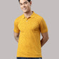 Men's Mustard Printed Polo Collar T-Shirt