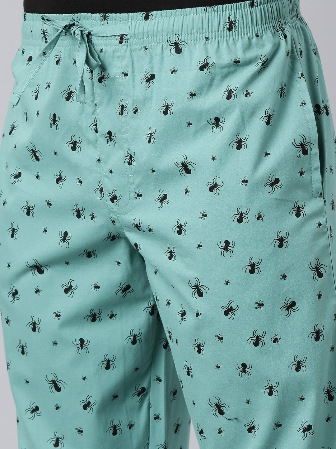 JOVEN Men Mint Green Printed Pyjama