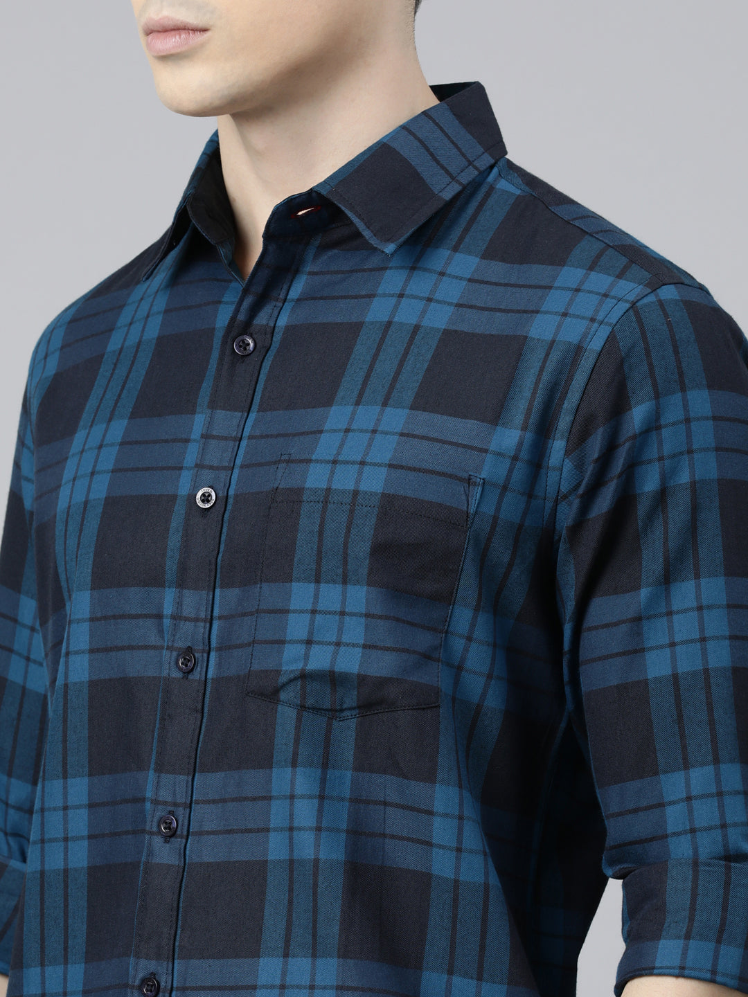 JOVEN Men Checked Pure Cotton Full Sleeve Casual Shirt