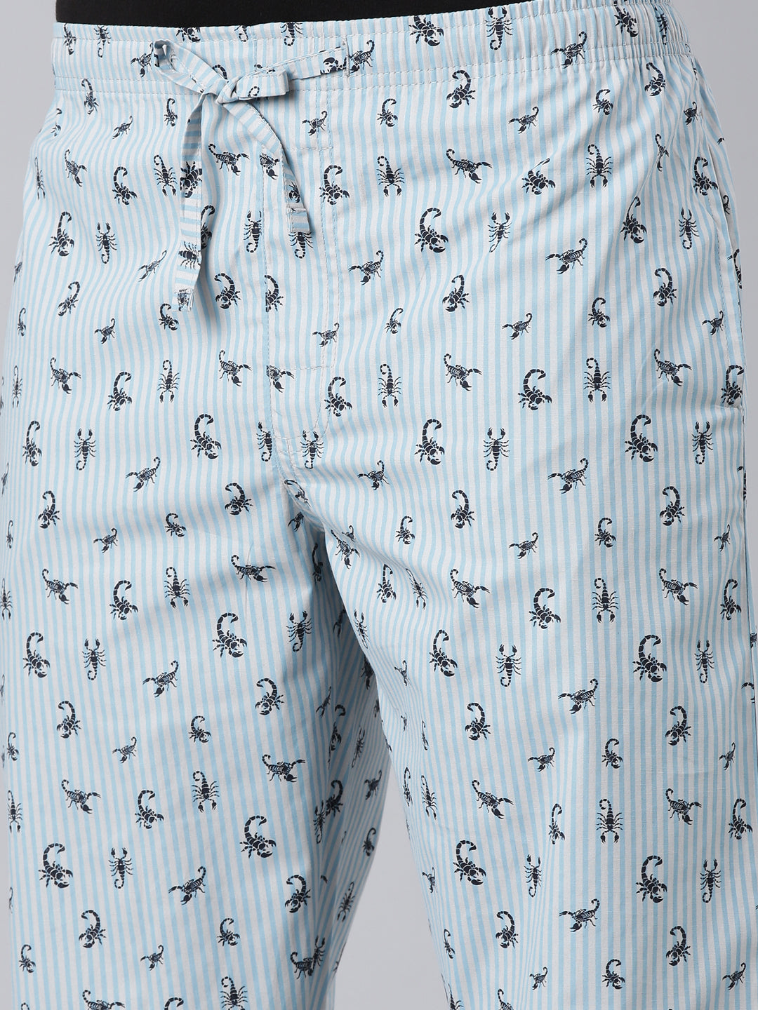 JOVEN Men Light Blue Printed Pyjama