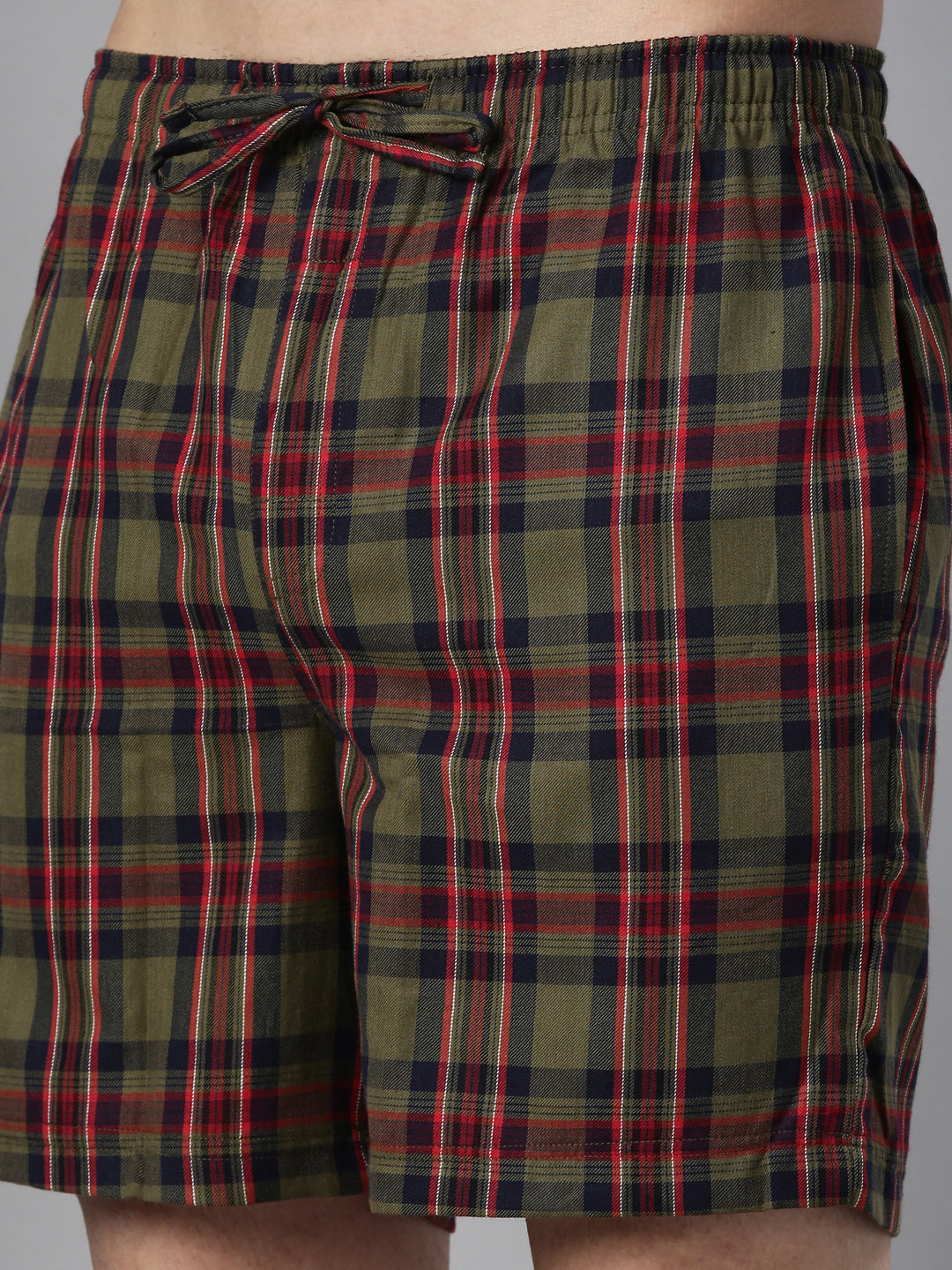 JOVEN MEN CHECKED PURE COTTON EASY SHORTS