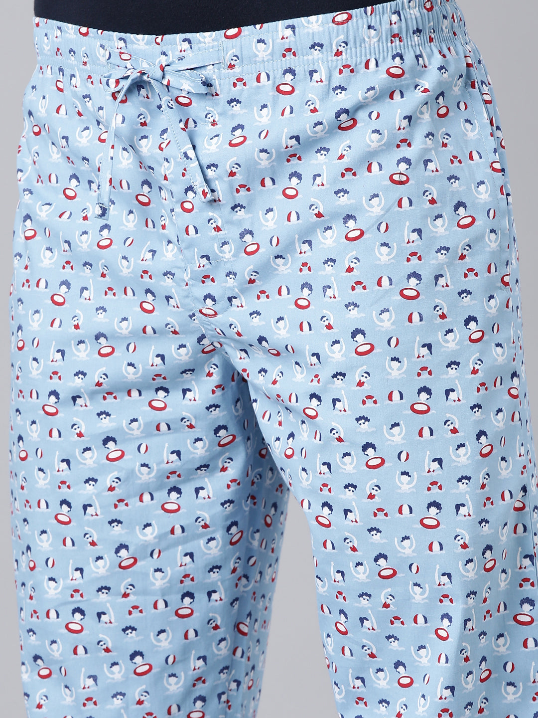 JOVEN Men Blue Printed Pyjama