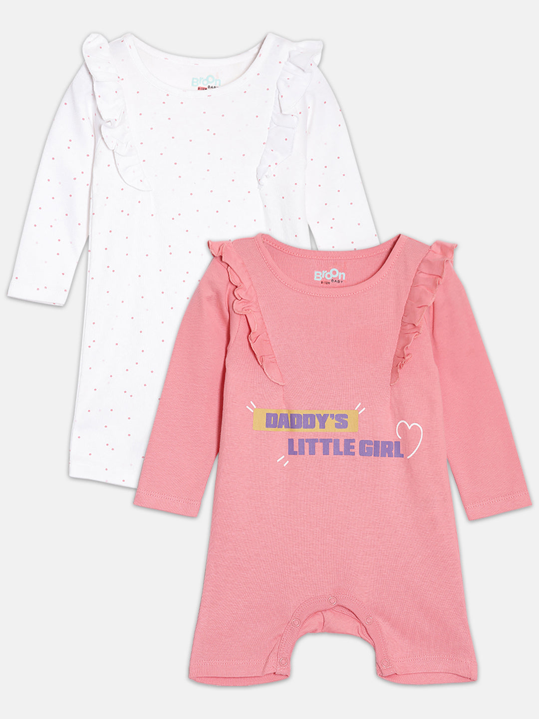 Broon Infant Baby Organic Cotton Full Sleeve Rompers