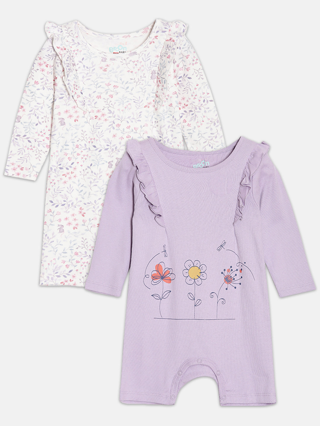 Broon Infant Baby Organic Cotton Full Sleeve Rompers