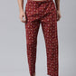 JOVEN Men Wine Printed Pyjama