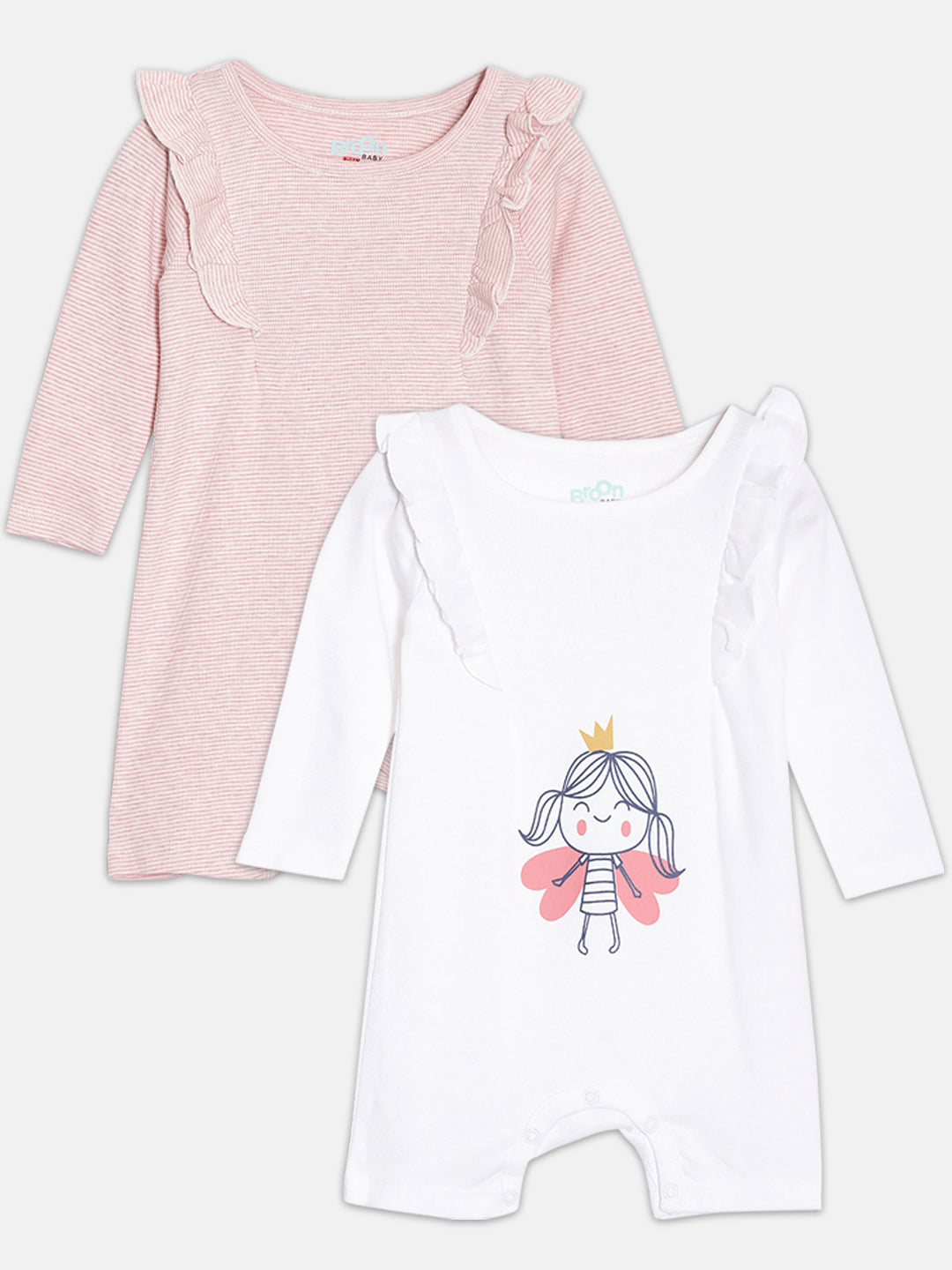 Broon Infant Baby Organic Cotton Full Sleeve Rompers