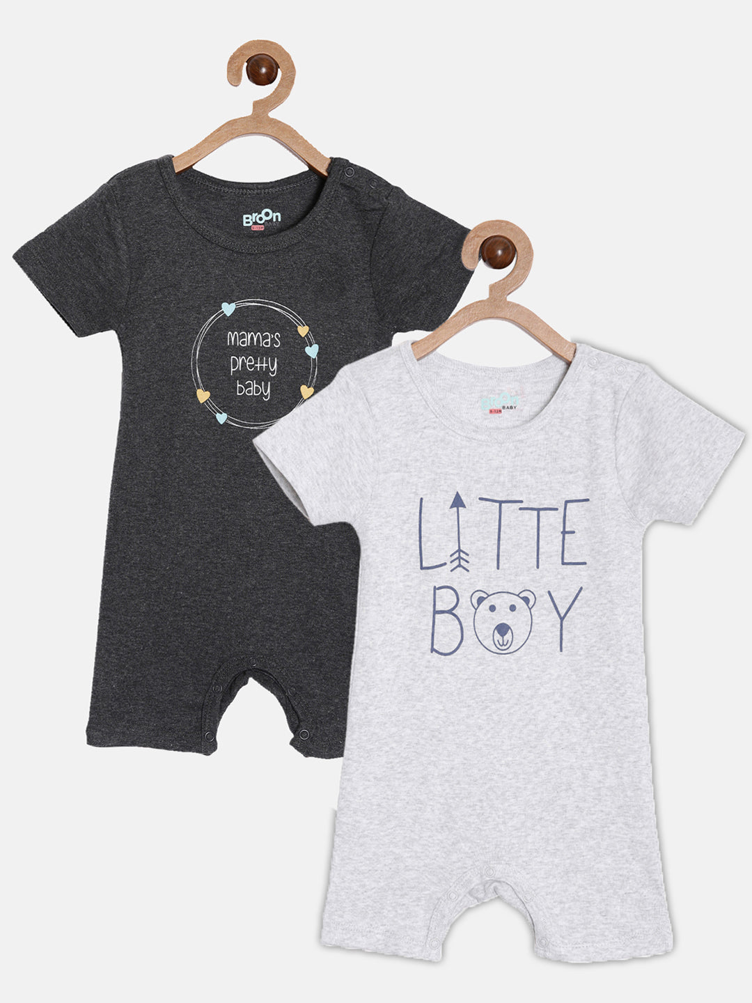 Broon Infant Baby Organic Cotton Short Sleeve Rompers