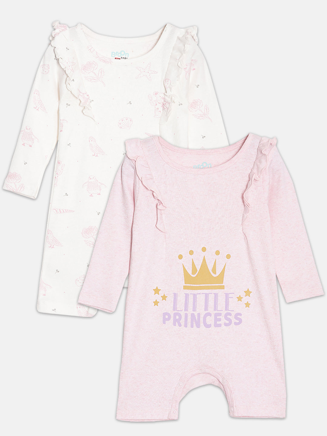 Broon Infant Baby Organic Cotton Full Sleeve Rompers