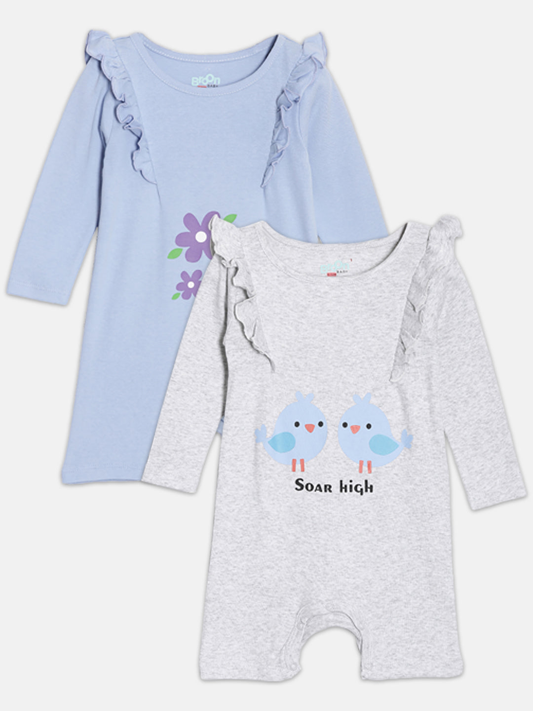 Broon Infant Baby Organic Cotton Full Sleeve Rompers