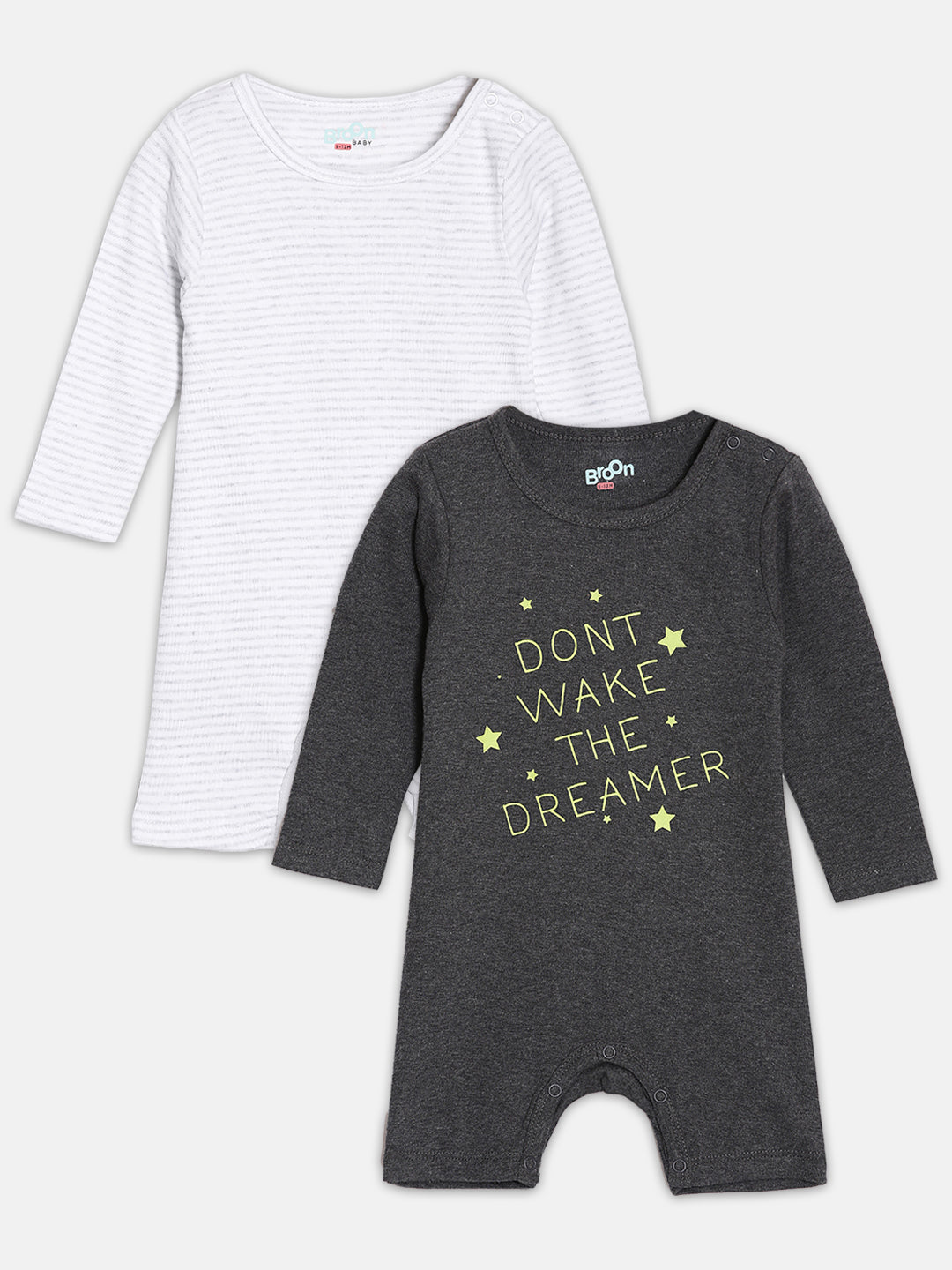 Broon Infant Baby Organic Cotton Full Sleeve Rompers