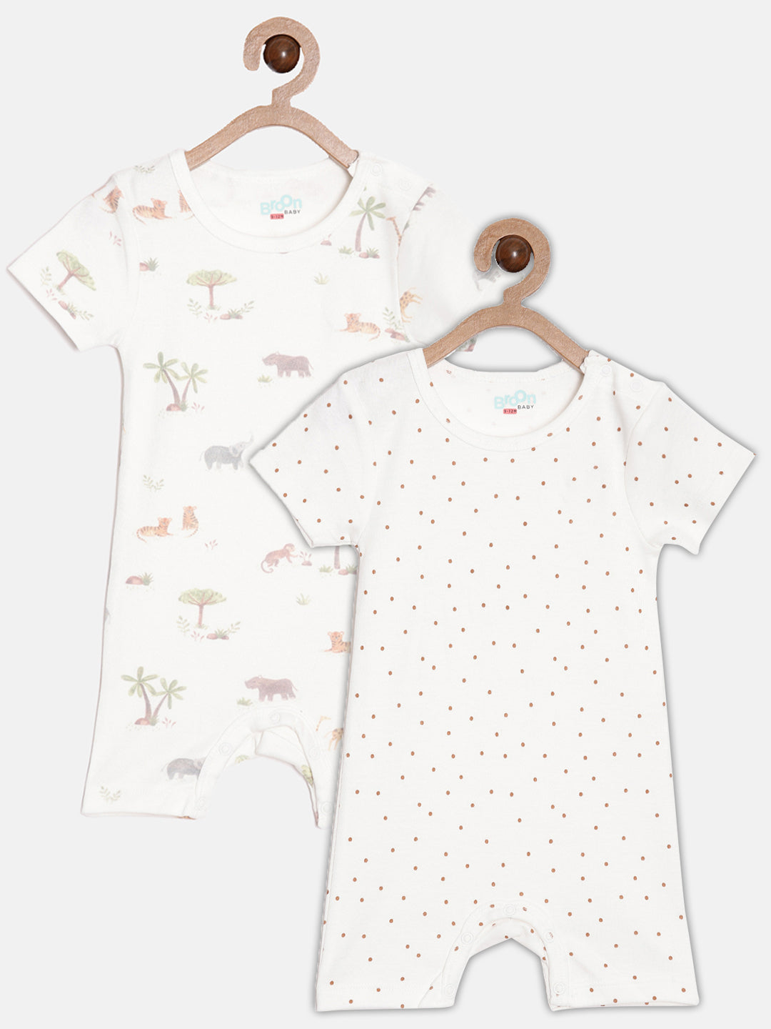 Broon Infant Baby Organic Cotton Short Sleeve Rompers
