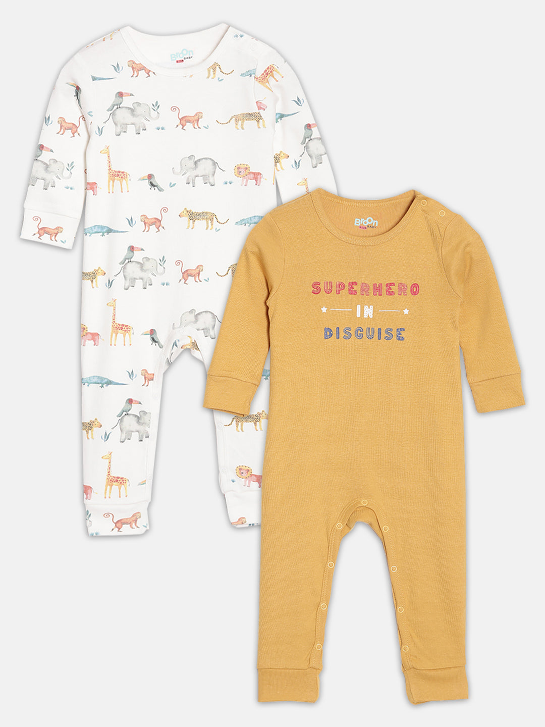 Broon Infant Baby Organic Cotton Full Sleeve Sleepsuit
