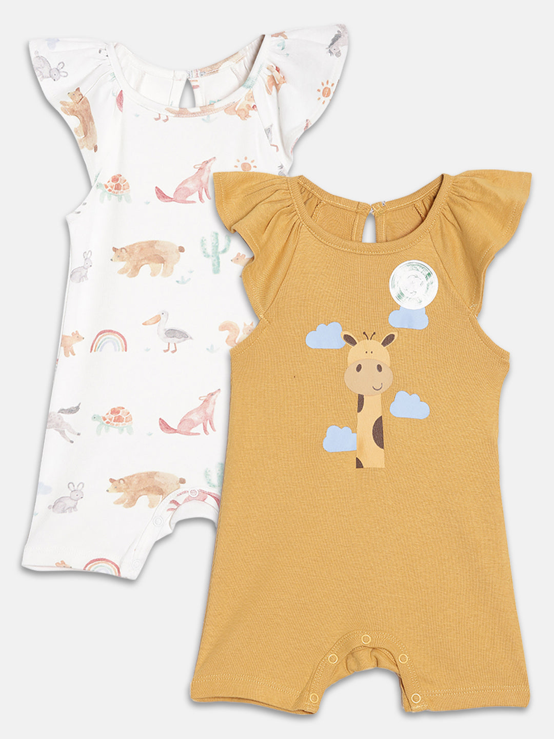 Broon Infant Baby Organic Cotton Short Sleeve Rompers